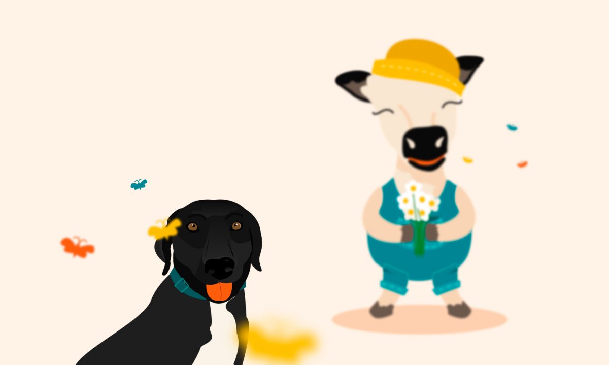 Illustration på hunden från spanien och maskoten Fridur